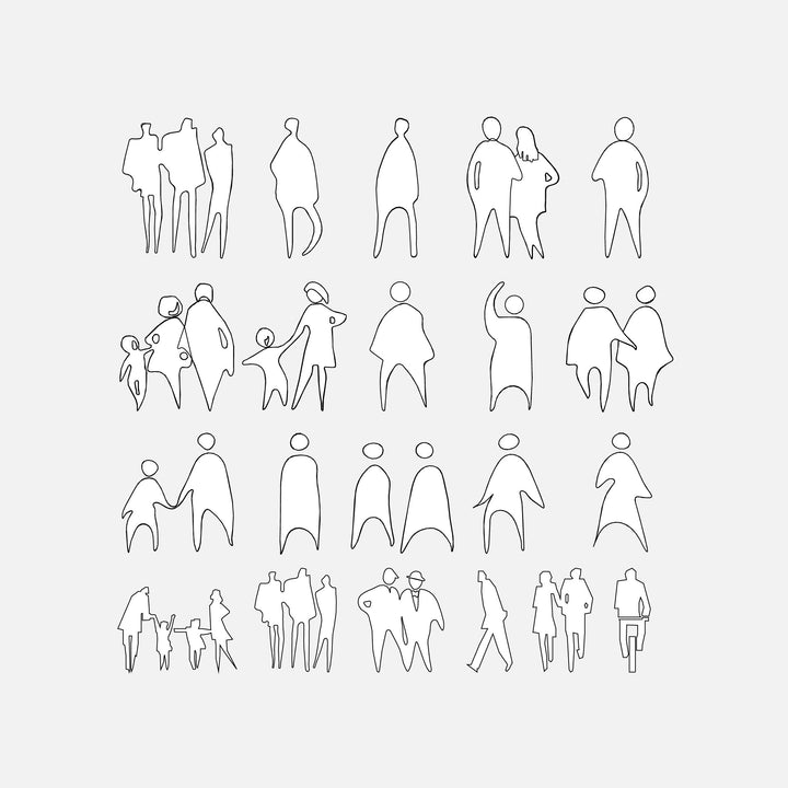 White 2D human figure objects