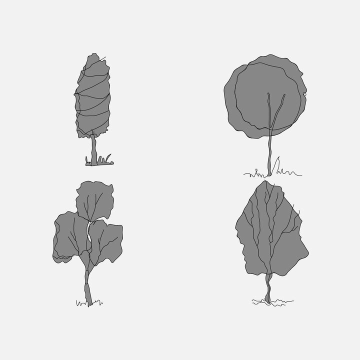 ArchiCAD 2D ELEVATION Tree Styles Object (gray)