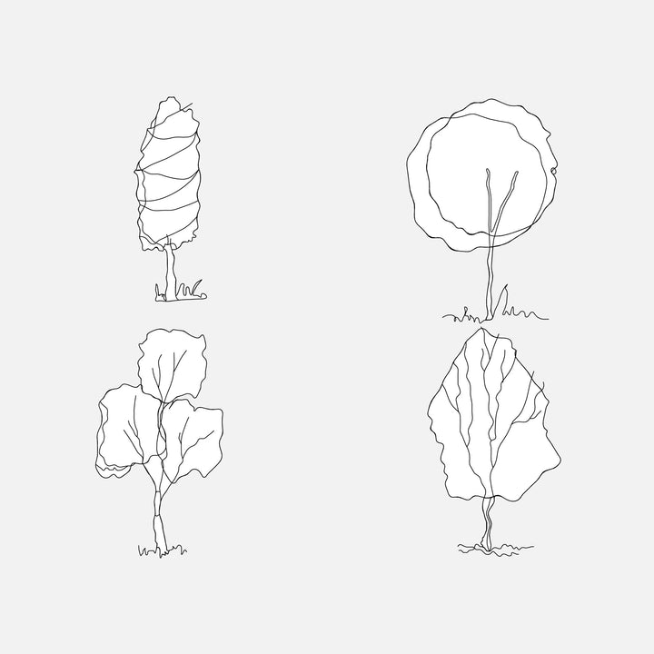 ArchiCAD 2D ELEVATION Tree Styles Object (white)