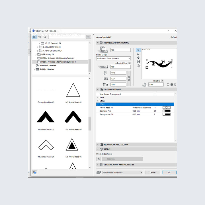 Computer screenshot of diagram symbol inside ArchiCAD