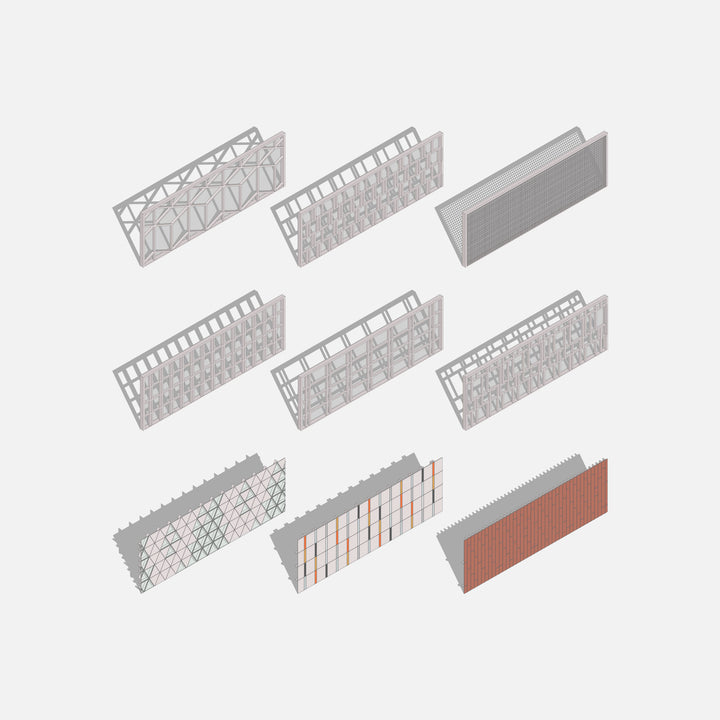 Nine (9) various exterior  curtain wall schemes