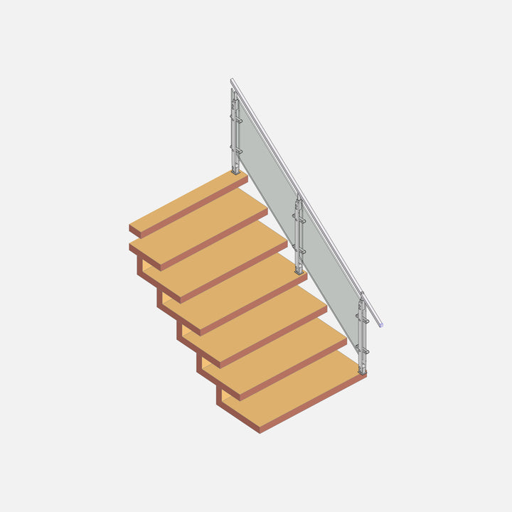 ArchiCAD drawing of a modern staircase with a glass railing