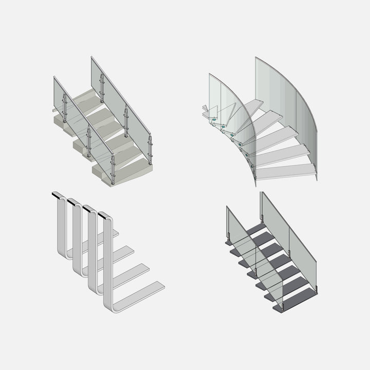 modern staircases of different  with a glass railing