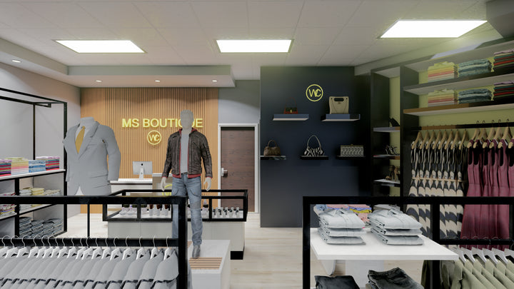 Retail boutique with clothes inside