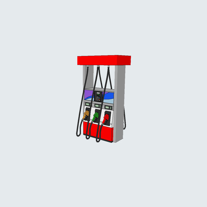 Three (4) nozzle fuel pump with blue, red and grey colors