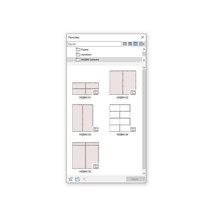 Computer screenshot of interior curtain wall file inside ArchiCAD
