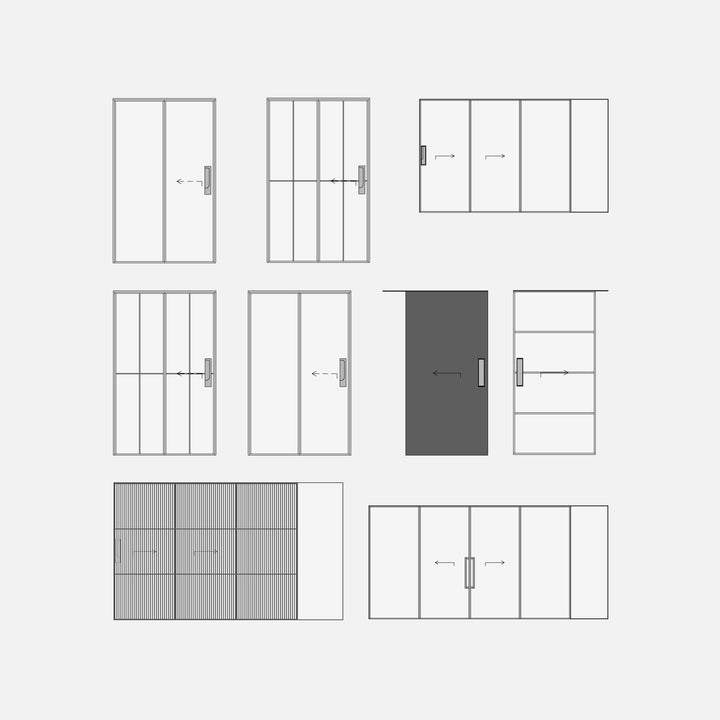 Nine (9) various ArchiCAD designs of the modern sliding door