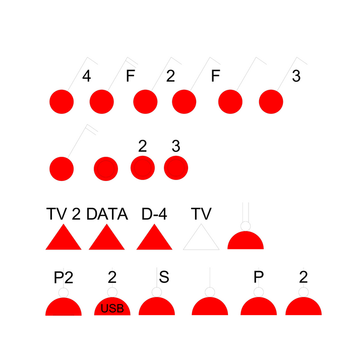 Various electrical symbols in the color red